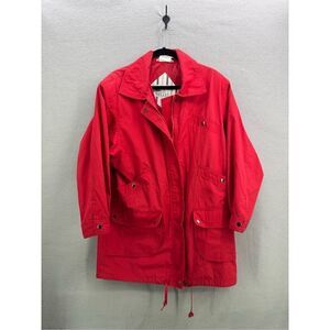 Vintage Misty Valley Womens Red Oversized Fisherman Chore Coat Jacket Size Mediu